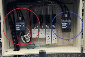 愛知県清須市の仮設現場にて仮設電源（臨時電灯及び臨時電力契約）の引込電気工事